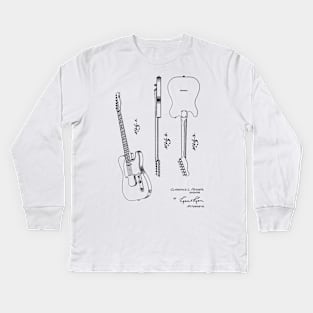 Guitar Vintage Patent Hand Drawing Kids Long Sleeve T-Shirt